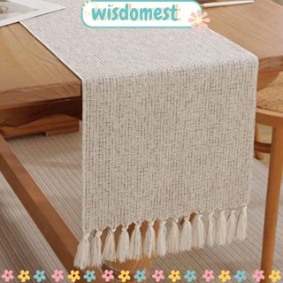 Wisdomest ผ้าปูโต๊ะ ผ้าลินิน สีเบจ ขนาด 13×72 นิ้ว สําหรับฟาร์มเฮาส์ วันหยุด