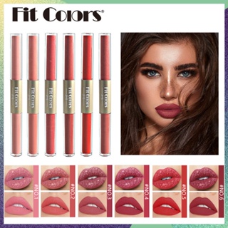 Fitcolors ลิปสติก ลิปกลอส เนื้อแมตต์ กํามะหยี่ มุก สองหัว ไม่ติดแก้ว