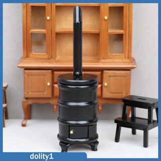 [Dolity1] โมเดลเตาเผาไม้จิ๋ว ทนทาน สไตล์เรโทร สําหรับตกแต่งบ้านตุ๊กตา 1/12