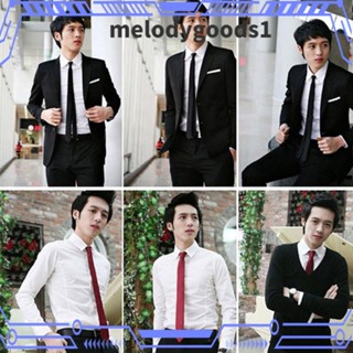 Melodygoods1 เนคไท แบบเข้ารูป สีพื้น สําหรับงานแต่งงาน
