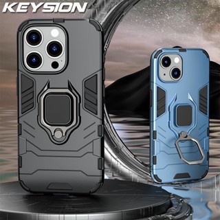 Keysion เคสโทรศัพท์ ซิลิโคนนิ่ม กันกระแทก พร้อมแหวนขาตั้ง PC สําหรับ iPhone 15 Pro Max 15 Ultra 14 Pro Max