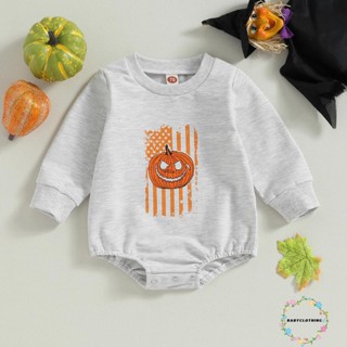 Babyclothes- ชุดรอมเปอร์ คอกลม แขนยาว พิมพ์ลายฟักทอง ฮาโลวีน สําหรับเด็กทารก เด็กวัยหัดเดิน เด็กทารก เด็กผู้หญิง เด็กผู้ชาย