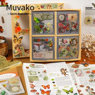 Muvako สติกเกอร์ PET ลายดอกไม้ หลากสี สําหรับตกแต่งสมุดภาพ DIY