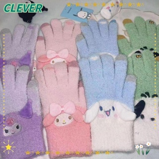 Clever ถุงมือหน้าจอสัมผัส ถุงมืออุ่น แบบหนา ฉนวนกันความร้อน ห้านิ้ว คูโรมิ นุ่ม อุ่นมือ ฤดูใบไม้ร่วง ฤดูหนาว