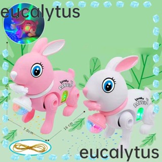 Eucalytus1 ของเล่นกระต่ายเดิน อิเล็กทรอนิกส์ เรืองแสง สุ่มสี พร้อมเชือกลากจูง ของเล่นสําหรับเด็ก