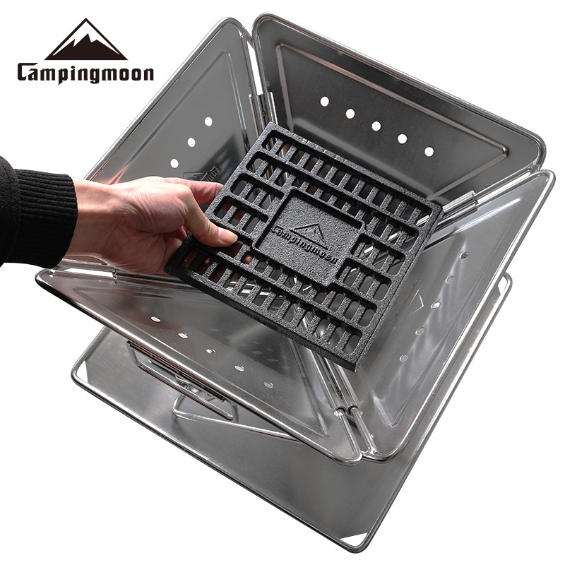 Campingmoon T-175 ไฟ สถานี เตาย่างบาร์บีคิวหนาโครงสร้างไม่เปลี่ยนรูปตารางมาพร้อมกับคาร์บอนเหนี่ยวนําพื้นที่เหล็กหล่อคาร์บอนเตียงคาร์บอนแผ