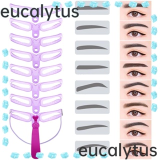 Eucalytus1 แผ่นแม่แบบเขียนคิ้ว ใช้ซ้ําได้ 8 In 1 สําหรับผู้เริ่มต้น