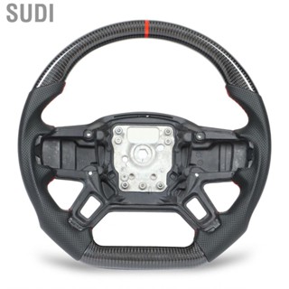 Sudi Racing Steering Wheel Carbon Fiber Comfortable Grip Professional Perforated Leather Heatproof Stable for Auto