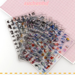 Suchenhd สติกเกอร์เรซิ่น รูปเปลือกหอยปลา หลากสี สําหรับติดตกแต่ง DIY 20 แผ่น