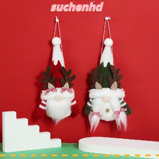 Suchenhd ตุ๊กตาโนมไร้หน้า สีแดง สีเขียว ขนาด 22*12*5 ซม. สําหรับแขวนตกแต่งบ้าน เทศกาลคริสต์มาส