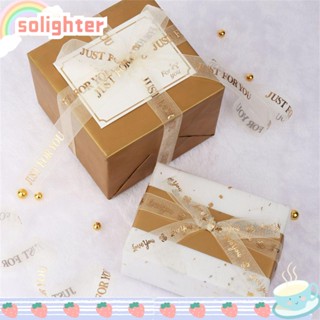 Solighter ริบบิ้นลูกไม้ ลายดอกไม้ พรีเมี่ยม สีทอง สําหรับตกแต่งเค้ก บรรจุภัณฑ์ ของขวัญ