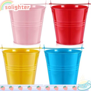 Solighter ถังดินสอ ถ้วยดินสอ โลหะ ขนาดเล็ก สีแคนดี้ 4 ชิ้น สําหรับสํานักงาน