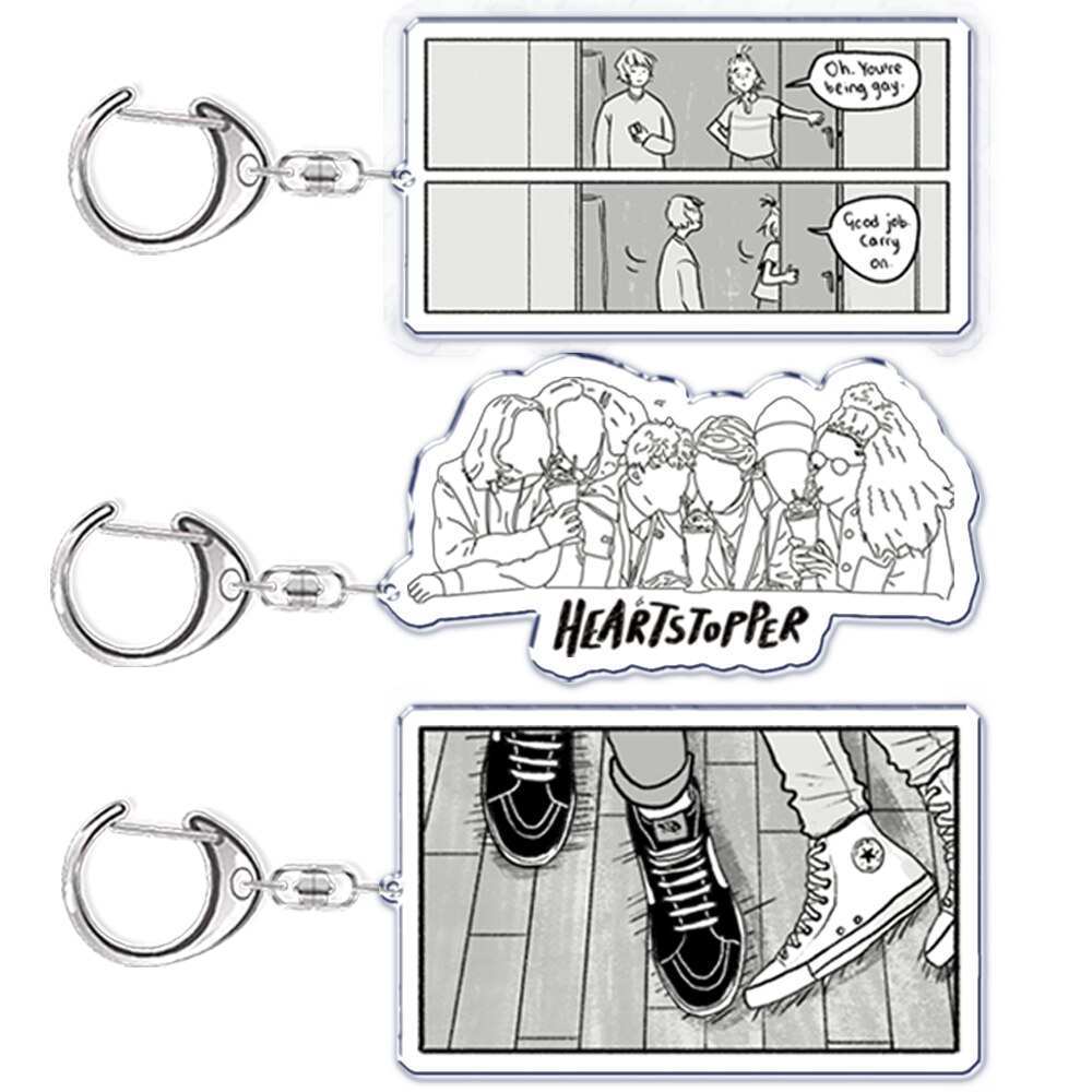 Sweet Heartstopper Leaf พวงกุญแจพิมพ์ 2 ด้านใสในอะคริลิคพลาสติกน่ารักอุปกรณ์ตกแต่ง chibi