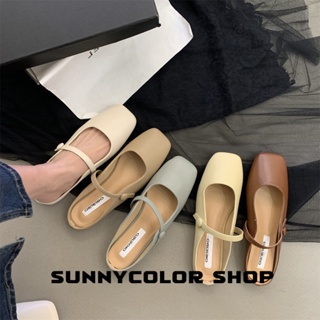 SUNNYCOLOR  รองเท้าแตะ รองเท้าส้นหนาๆ รองเท้าแฟชั่นหญิง สิน  FYT2390J8F 36Z230909