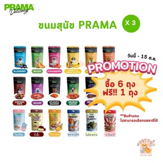 Prama พราม่า [3 ซอง สุดคุ้ม] ขนมสุนัข Dog Snack ผลิตจากเนื้อไก่แท้ 50 - 70 กรัม ครบรส!!!