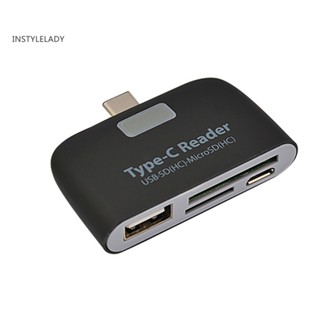 Instylelady อะแดปเตอร์การ์ดรีดเดอร์ Type C เป็น USB 30 OTG Hub SD/TF Micro SD