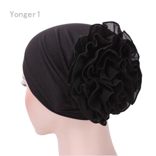 Yonger หมวกบีนนี่ ผ้าพันคอ ผ้าโพกหัว ลายดอกไม้ มะเร็ง เคมี สําหรับผู้หญิงมุสลิม