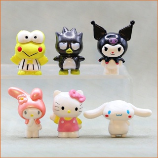 Wilk โมเดลฟิกเกอร์ Sanrio Kuromi Melody Keroppi XO Kitty Cinnamoroll ของเล่นสําหรับเด็ก เก็บสะสม ของขวัญ 6 ชิ้น