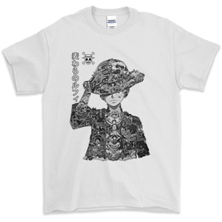 เสื้อยืด พิมพ์ลายอนิเมะ One Piece Luffy BW V1 11 สําหรับผู้ชาย