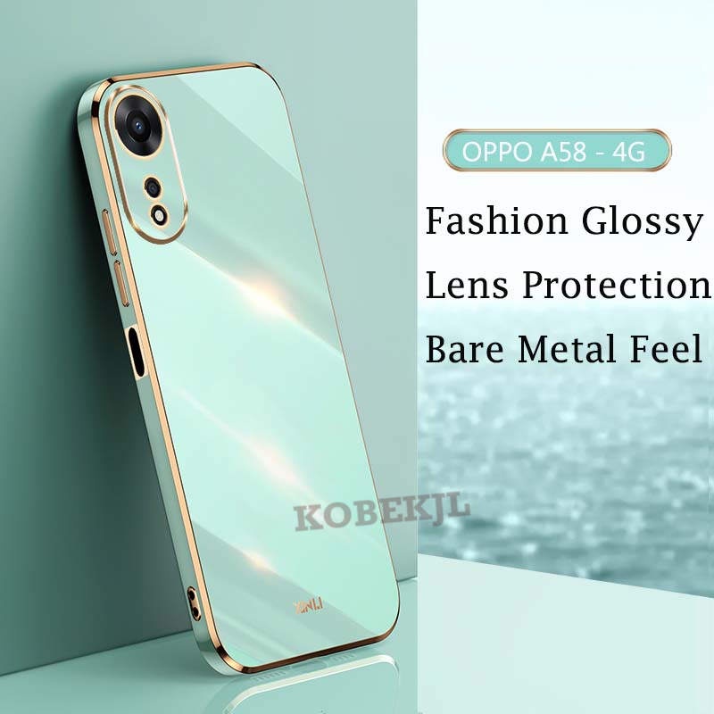 OPPO A58 เคสชุบมันวาวบางเฉียบซิลิโคนอ่อนนุ่มฝาครอบป้องกัน OPPO A58 A78 A98 A 58 OPPOA58 4G เคสโทรศัพ
