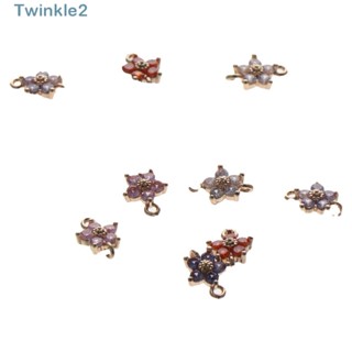 Twinkle จี้คริสตัล พลอยเทียม รูปดอกไม้ ประดับเพทาย สีทอง 5 สี 10 ชิ้น