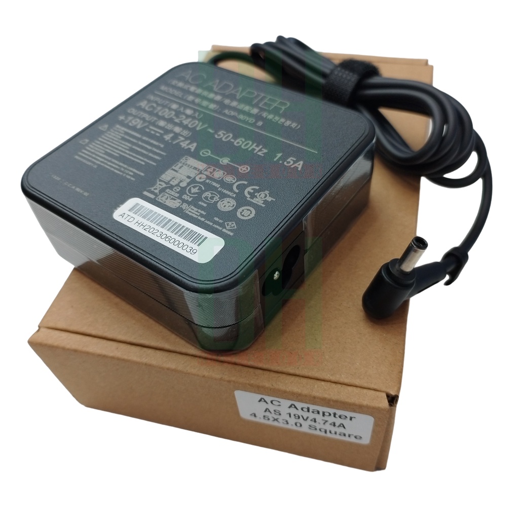 อแดปเตอร์ สายชาร์จ โน๊ตบุ๊ค ASUS 19V 4.74A [ 4.5*3.0 ] Laptop Charger Adapter สี่เหลี่ยม แท้