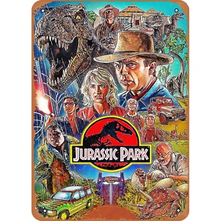 ป้ายโลหะดีบุก Jurassic Park 8 X 12 นิ้ว สไตล์วินเทจ สําหรับตกแต่งบ้าน ผับ บาร์ โรงรถ ของขวัญ