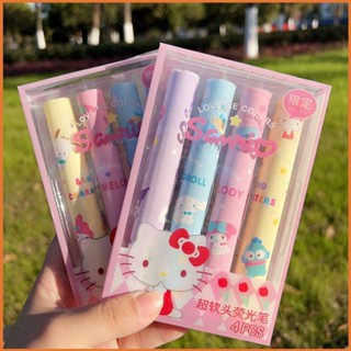 SANRIO Yt3 ปากกาไฮไลท์ เรืองแสง ลาย Hello Kitty Melody Cinnamoroll อเนกประสงค์ TY3 4 ชิ้น ต่อชุด