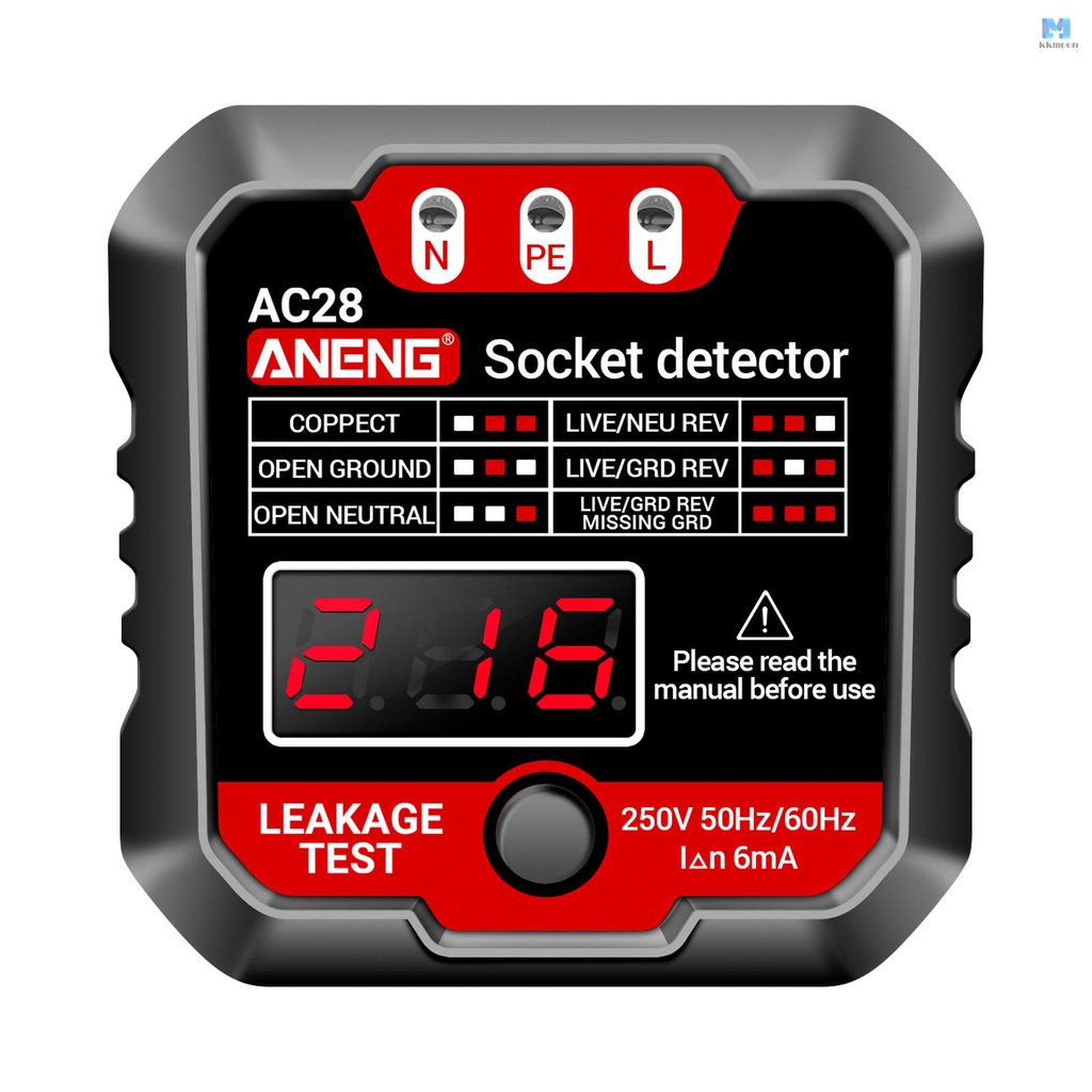 ANENG Socket Tester with Voltage LCD Display - Automatic Circuit Tester for Testing Wall Plugs and Power Sockets at Home and Office