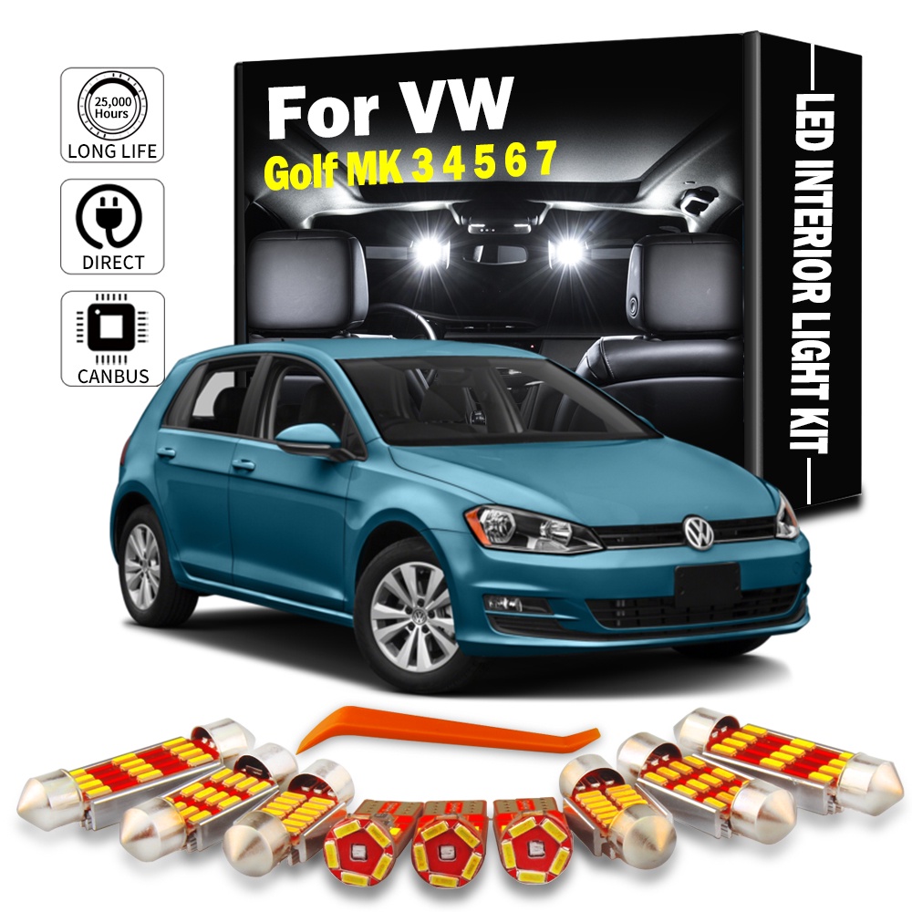 Full LED ภายในเท้ากระเป๋าเดินทางหลอดไฟชุดสําหรับ VW Volkswagen Golf 3 4 5 6 7 MK3 MK4 MK5 MK6 MK7 19