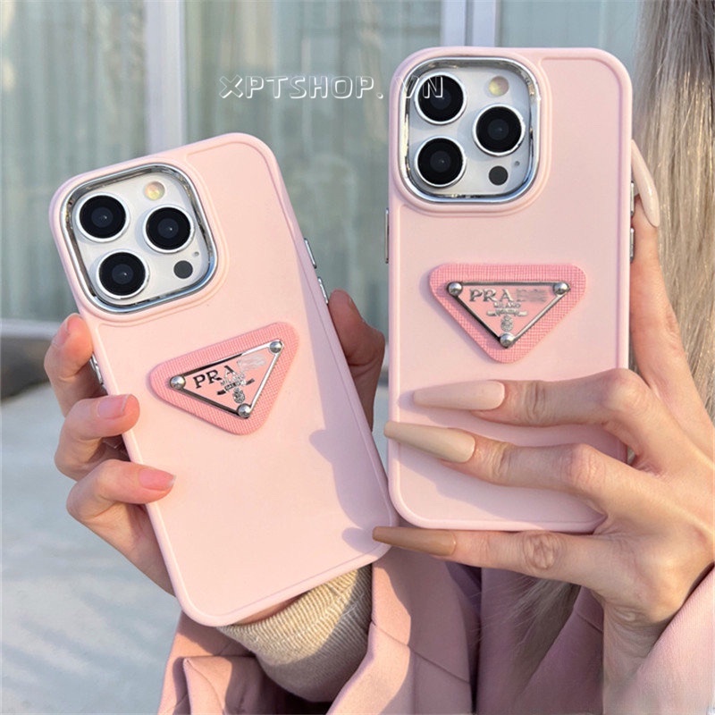 สามมิติสีชมพูแฟชั่นป้ายเงินชายแดนกล้องกรอบป้องกันผิวรู้สึกเคสโทรศัพท์สําหรับiphone 16 Pro Max 15 14 13 12 11ProMax XR IXเต็มรูปแบบปกอ่อน