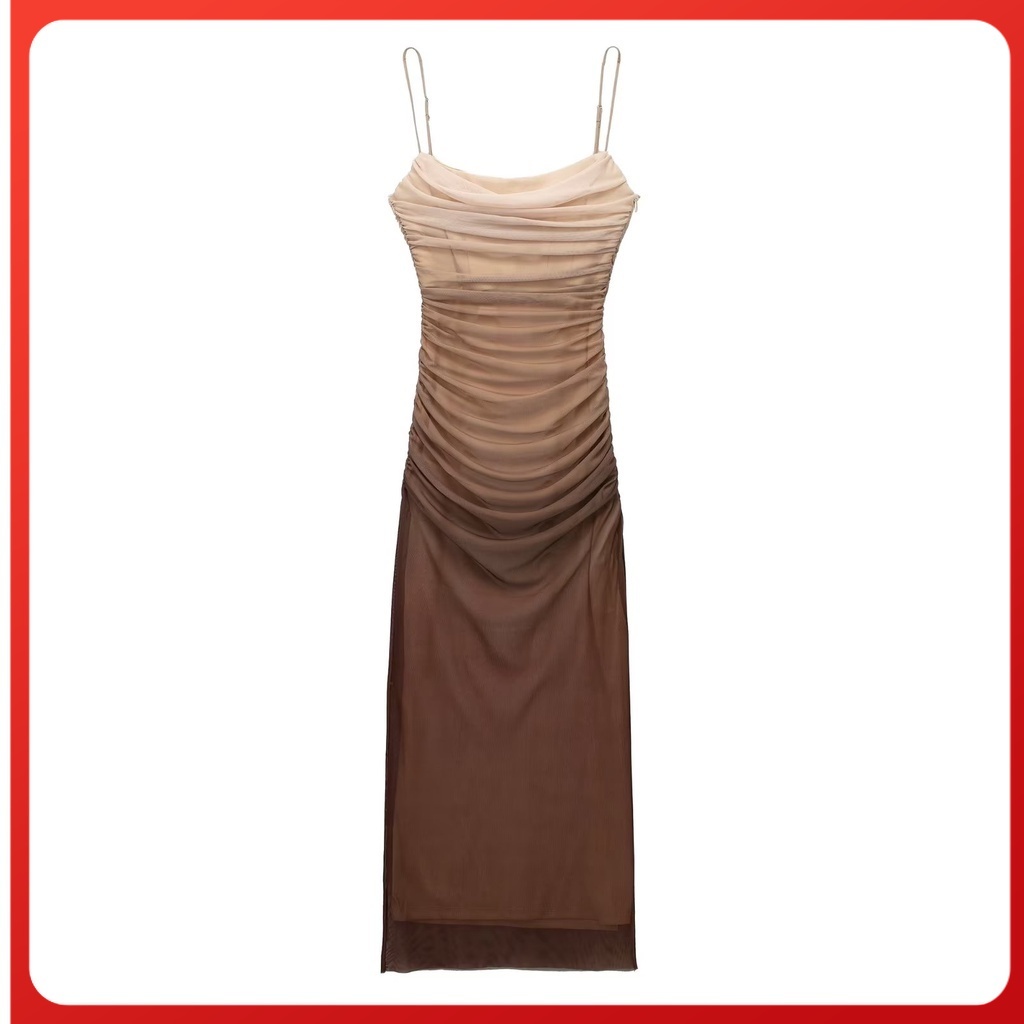 ใหม่ผู้หญิงยุโรปสไตล์อเมริกันผ้าไหมตาข่ายพิมพ์ชุด3067254