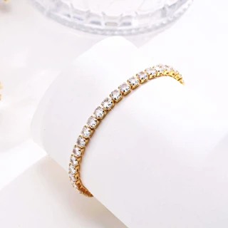 Vnox สร้อยข้อมือ ประดับเพทาย ทอง 18K สําหรับผู้หญิง