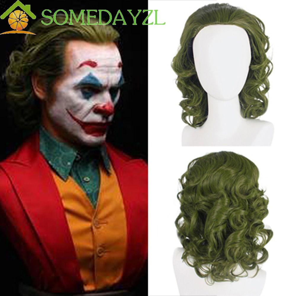 Somedayzl ตัวตลก ผมสีเขียว, วิกผมคอสเพลย์ โจ๊กเกอร์ หยักธรรมชาติ, ภาพยนตร์ ไฟเบอร์สังเคราะห์ ทนความร้อน วิกผมฮาโลวีน