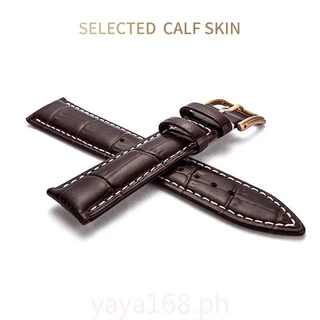 สายนาฬิกาข้อมือหนังแท้ 16 18 19 20 22 มม. กว้าง ผู้ชาย ผู้หญิง แฮนด์เมด สีน้ําตาลเข้ม สีดํา กันน้ํา สายรัดข้อมือ หัวเข็มขัด
