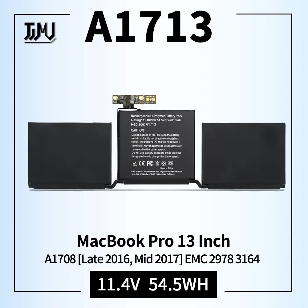 MacBook Pro A1708 แบตเตอรี่ A1713 for MacBook Pro 13 Inch A1708 Late 2016 Mid 2017 EMC 2978 A2159 (2019) A2289 (2020)