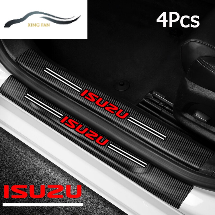 สติกเกอร์คาร์บอนไฟเบอร์ ป้องกันรอยขีดข่วน สําหรับติดประตูรถยนต์ Isuzu จํานวน 4 ชิ้น ต่อชุด