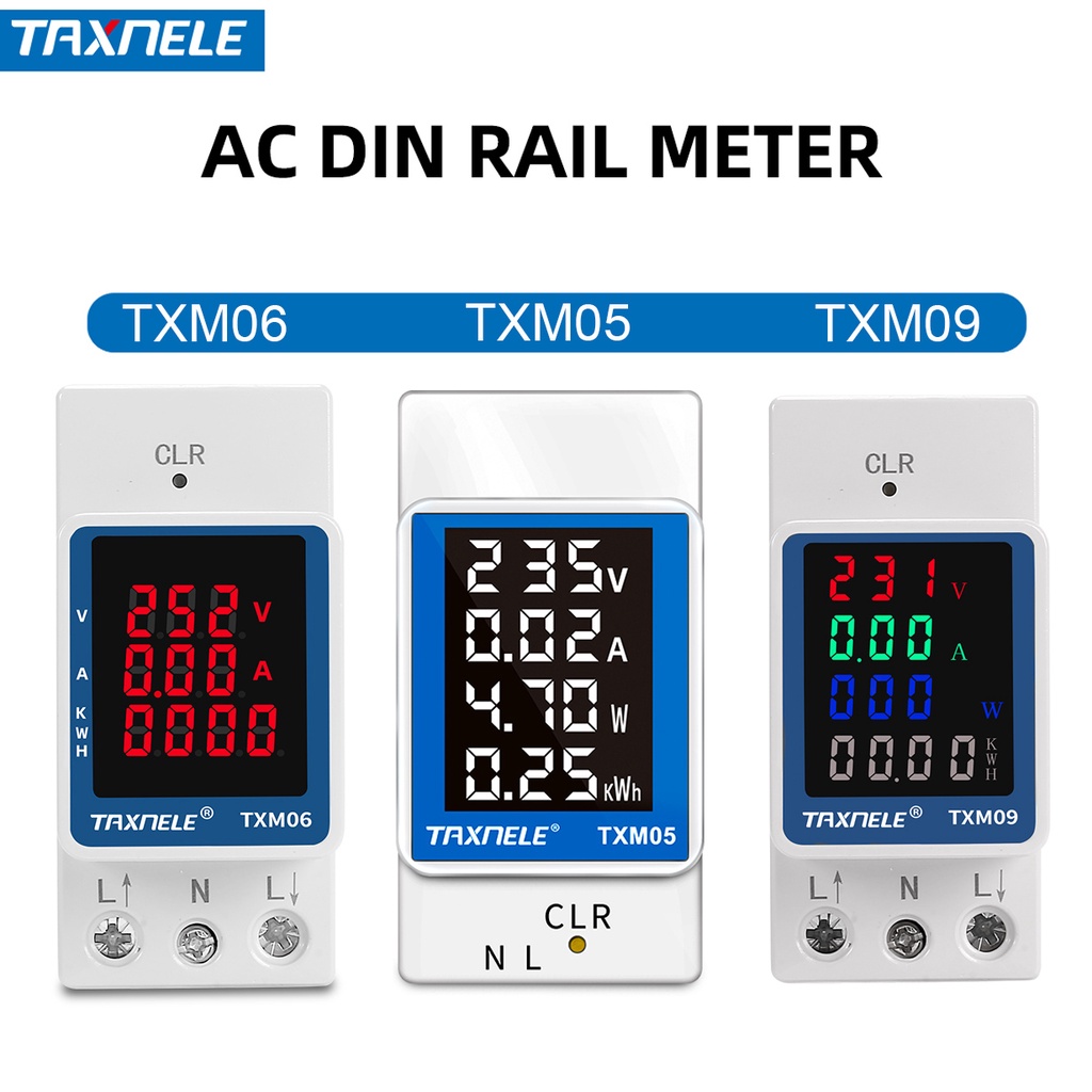 เครื่องวัดแรงดันไฟฟ้า AC110V 220V 100A KWH 99999.9KWH โวลต์แอมป์ โวลต์มิเตอร์ แอมมิเตอร์ รางดิน