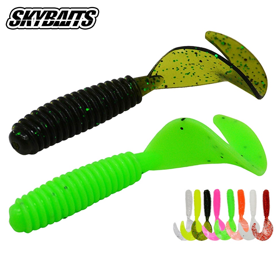 Skybaits เหยื่อตกปลาซิลิโคน รูปหนอน หางยาว 50 มม. 1.2 กรัม 10 ชิ้น