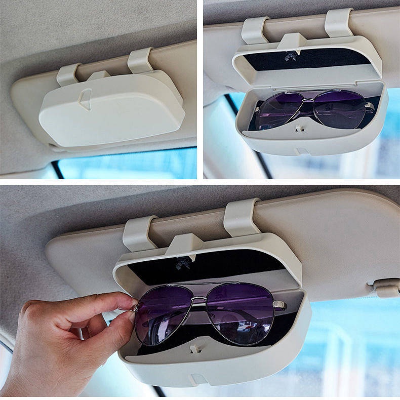 Car Glasses Case Sun Visor Roof Car Glasses Clip Car Storage Box Car Large Space Glasses Case for Men 9d0D