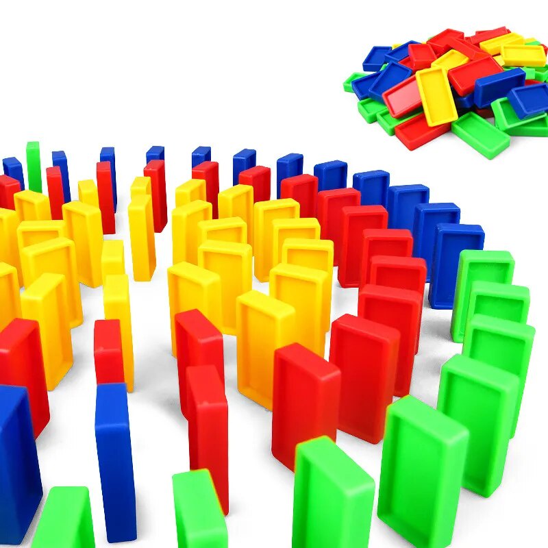 New Dominoes Brick Blocks Plastic Toys Color Kids Early Educational Dominoes Games For Kids Children