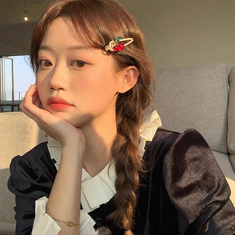 กิ๊บติดผม ประดับไข่มุก และพลอยเทียม สีแดง สไตล์เกาหลี และญี่ปุ่น - รูปที่ 4