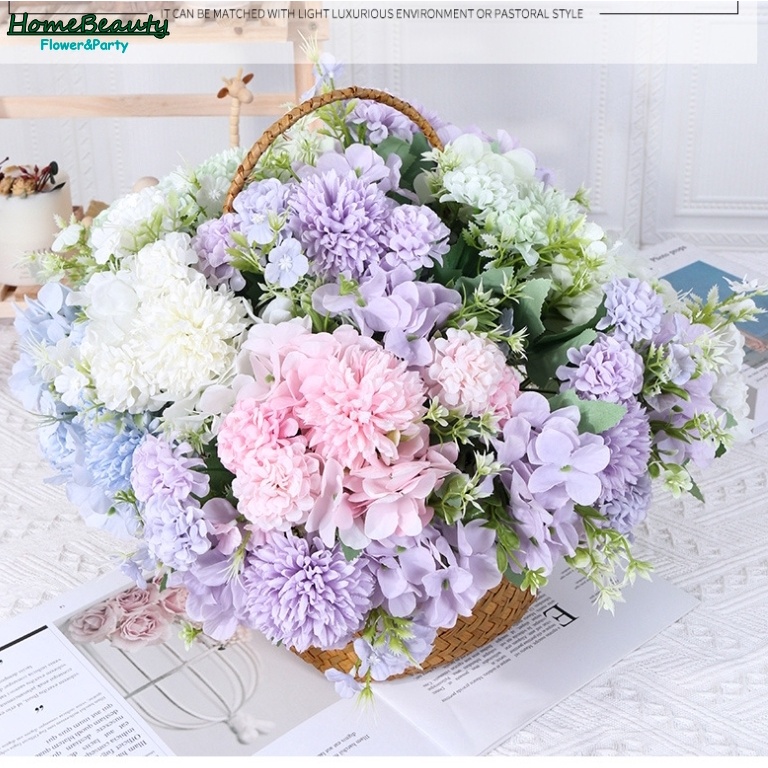 ช่อดอกไฮเดรนเยียประดิษฐ์ 7 หัว สําหรับตกแต่งบ้าน งานแต่งงาน วันวาเลนไทน์