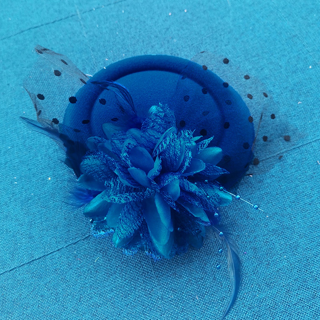 [ONE] หมวกตาข่าย ประดับขนนกเทียม ลายดอกไม้ กันตก สําหรับทําผม - รูปที่ 7