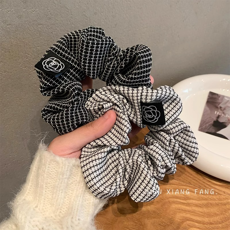พร้อมส่ง ยางรัดผม ริบบิ้น ลายสก๊อต ขนาดใหญ่ สไตล์ฝรั่งเศส เรโทร