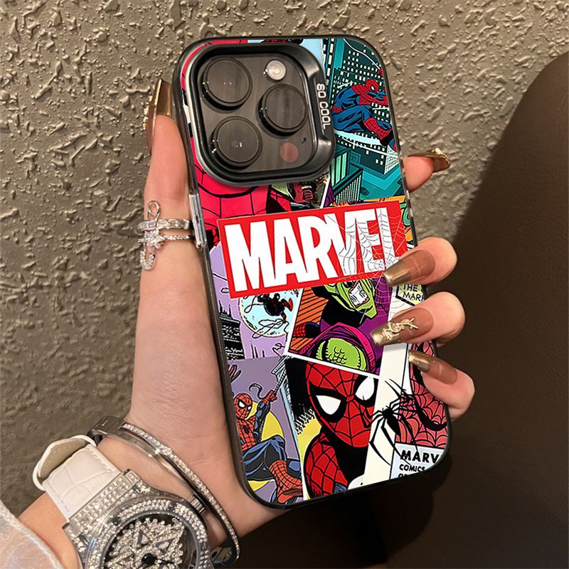 Balen-ciagas เคสโทรศัพท์มือถือ ชุบไฟฟ้า กันกระแทก ลายสไปเดอร์แมน ไล่โทนสี หรูหรา สําหรับ iPhone 15 14 11 13 12 Pro Max plus X XR XSMAX