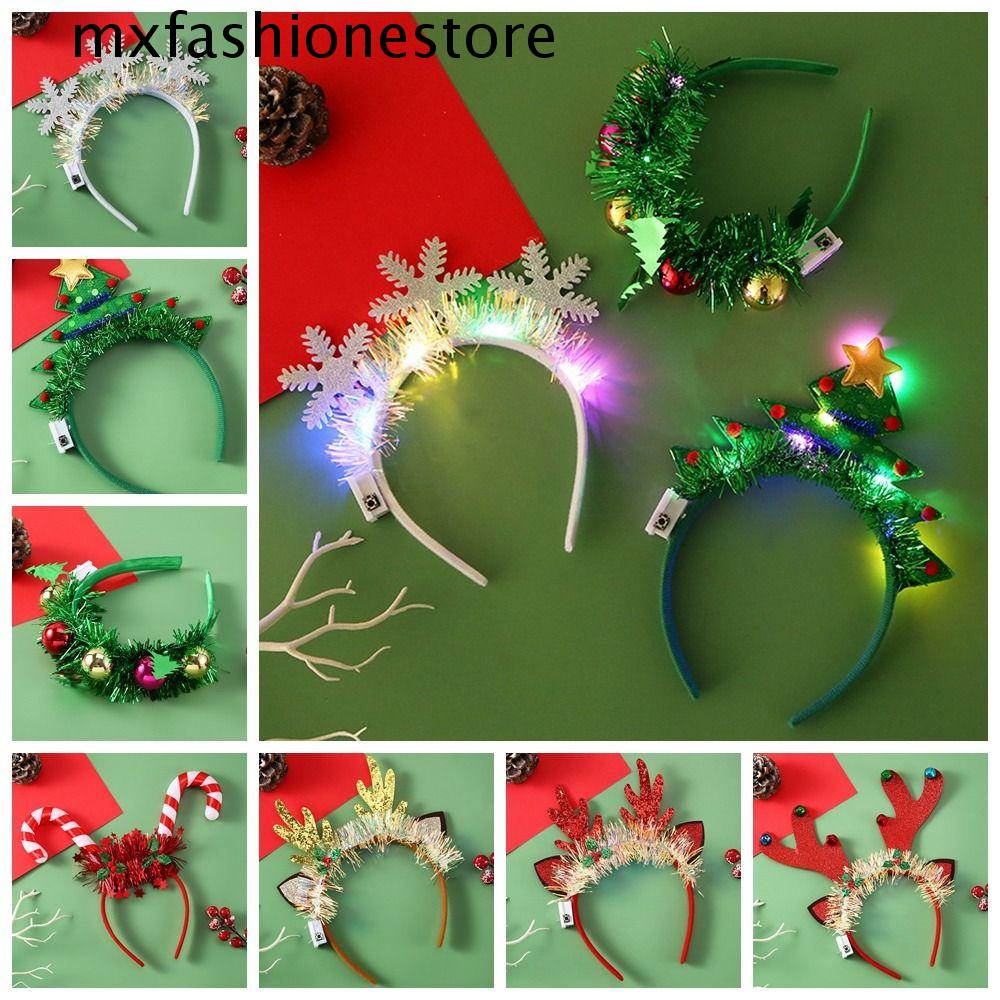 Mxfashione ที่คาดศีรษะ LED รูปกวางเรนเดียร์ ซานต้า กวางเรนเดียร์ เรืองแสง ตลก ตกแต่งคริสต์มาส สําหรับผู้ชาย