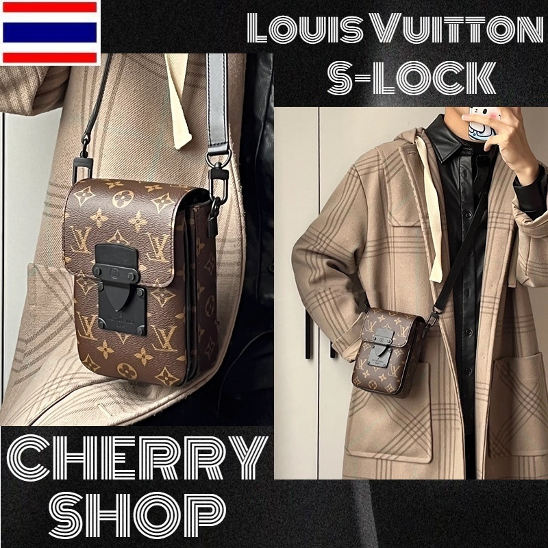 New 🍒หลุยส์วิตตอง💯Louis Vuitton S-LOCK VERTICAL MINI BAG กระเป๋าสะพายข้างผู้ชาย/กระเป๋าสะพายข้าง H770