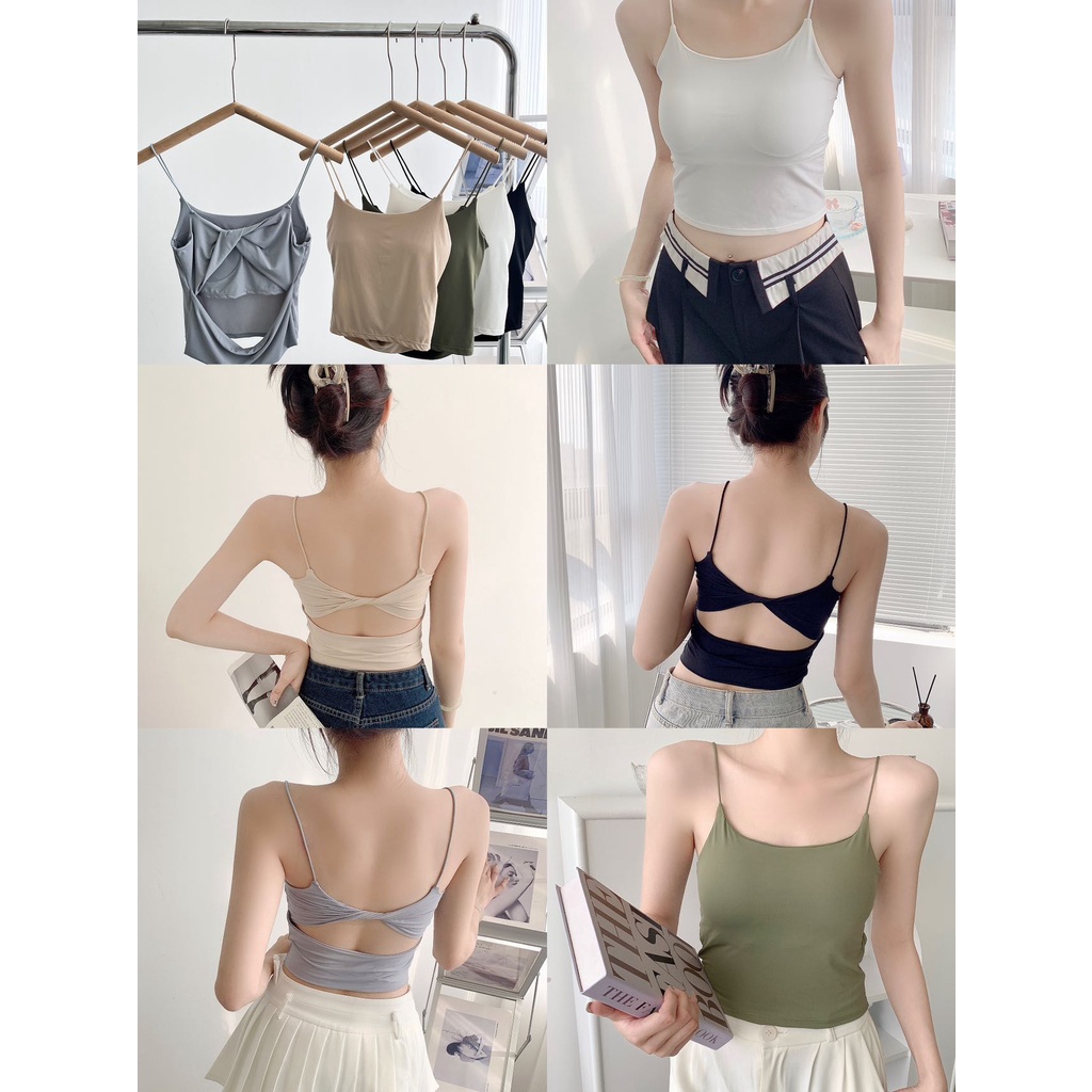 #076 Beauty Back Camisole เสื้อแขนกุดถักเสื้อนอกสไตล์เกาหลีพร้อมแผ่นหน้าอก COK