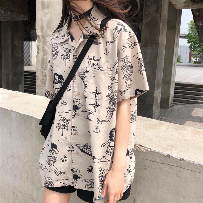 เสื้อเชิ้ตแขนสั้น คอปกโปโล พิมพ์ลายการ์ตูนนารูโตะ แบบเรียบง่าย สไตล์ญี่ปุ่น สําหรับผู้หญิง